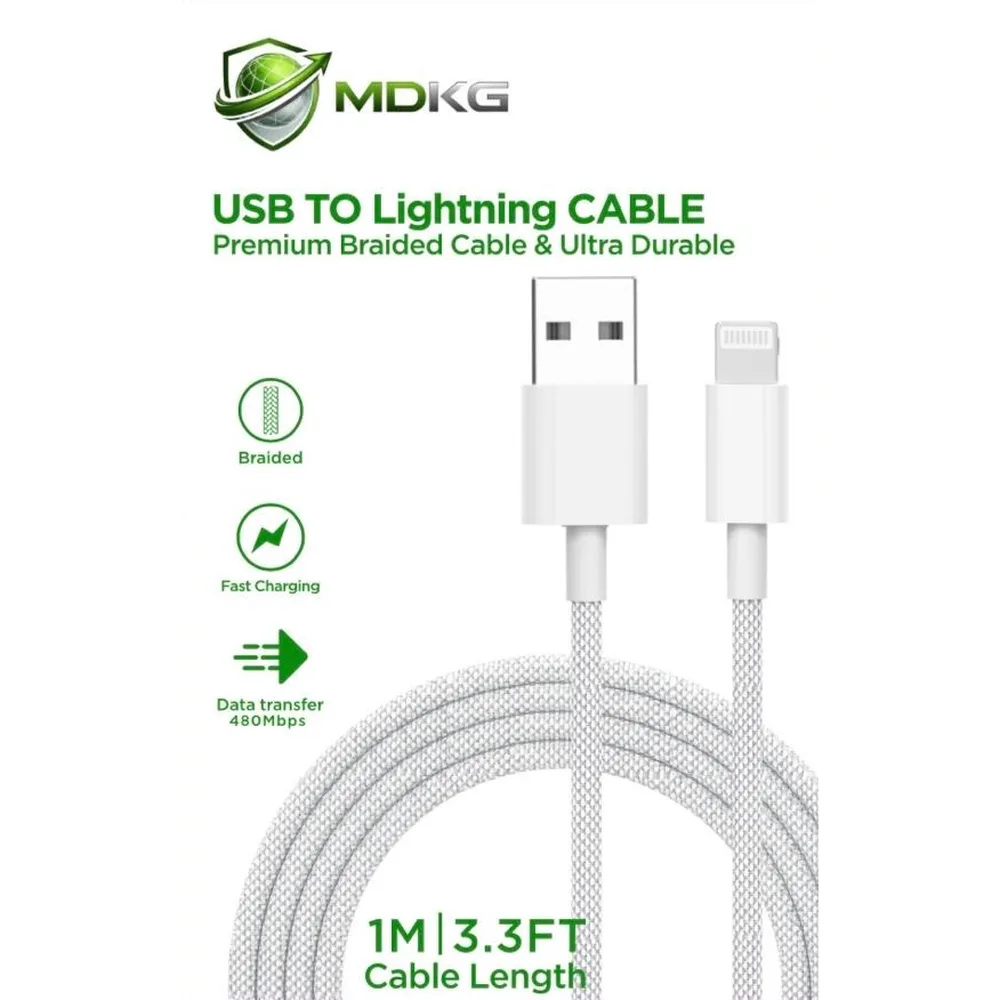 MDKG USB to Lightning premium braided cable, 1m
