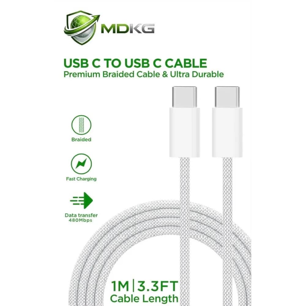 MDKG USB-C to USB-C premium braided cable, 1m